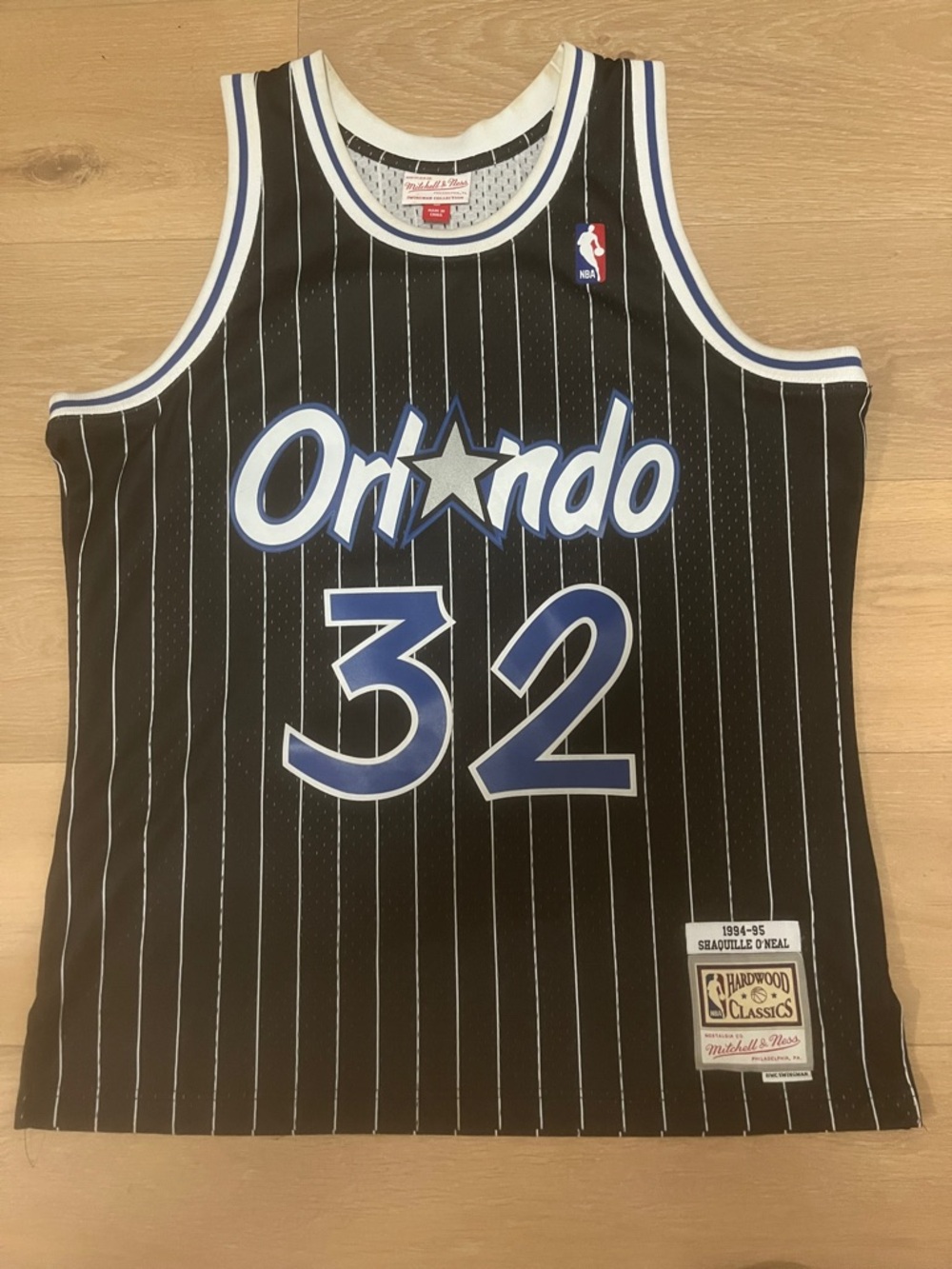 Mitchell & Ness Orlando Pinstripe Jersey - Black/Blue/White